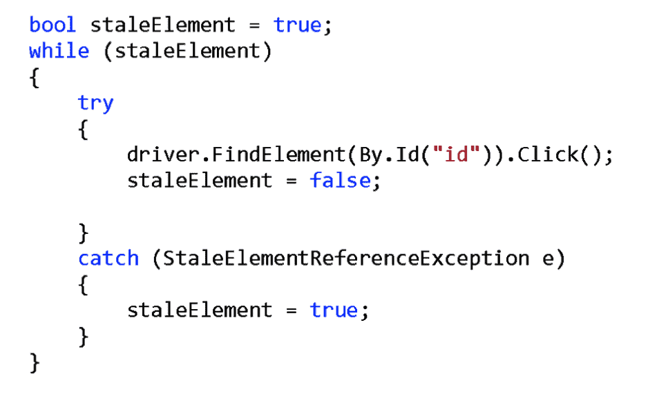 Erro de referência de elemento obsoleto no código Selenium .NET